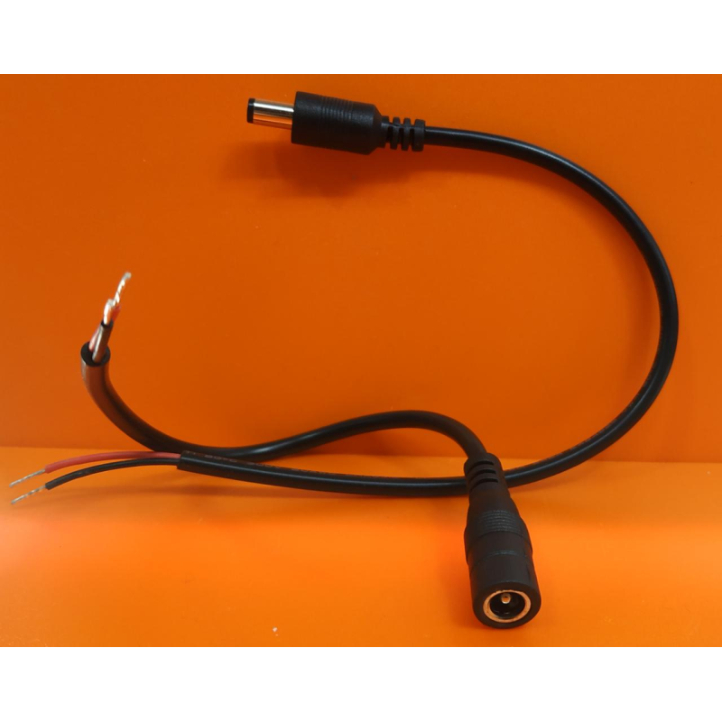 Plug y jack para tiras de led color negro 20cm