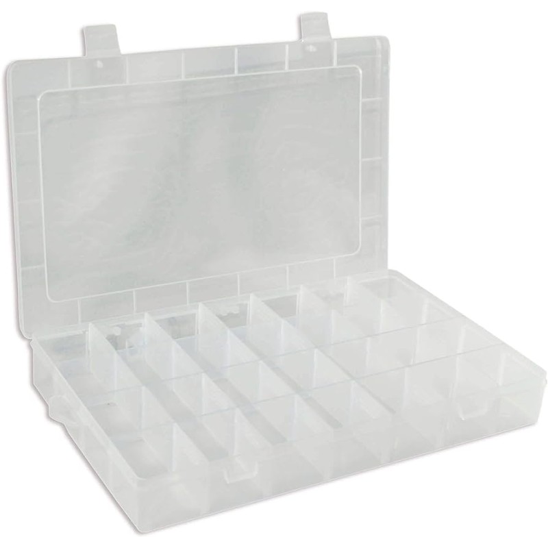 Caja plastico de 6 compartimentos ampliable a 36 rectangular transparente  Bisuteria 331