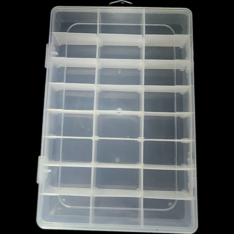 CAJA ORGANIZADORA TRANSPARENTE CON 24 COMPARTIMIENTOS 196X131X35mm