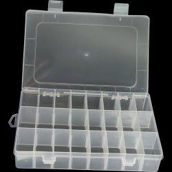 CAJA ORGANIZADORA TRANSPARENTE CON 24 COMPARTIMIENTOS 196X131X35mm