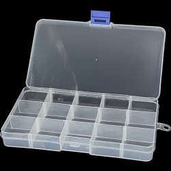 CAJA ORGANIZADORA TRANSPARENTE CON 15 COMPARTIMIENTOS 174x95x21mm