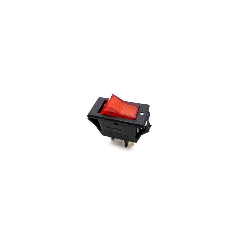 SWITCH BALANCIN KCD3 RECTANGULAR CON PILOTO ROJO ON-OFF 125V 16A