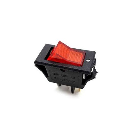 SWITCH BALANCIN KCD3 RECTANGULAR CON PILOTO ROJO ON-OFF 125V 16A