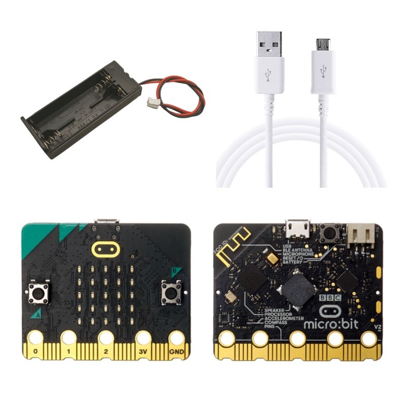 MICRO BIT V2 TARJETA BLUETOOTH USB CON LEDS CON CABLE Y PORTAPILA