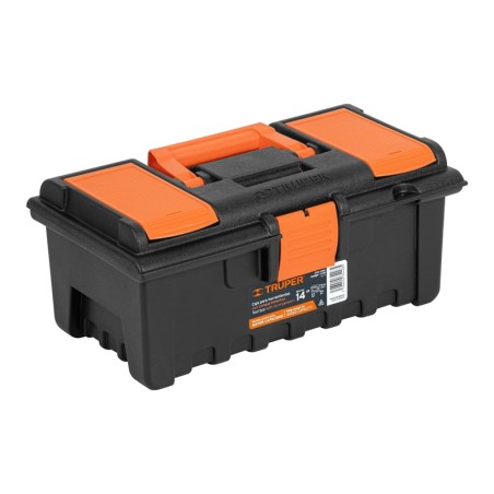 CAJA PLASTICA 14" NEGRA NARANJA CON COMPARTIMIENTOS TRUPER