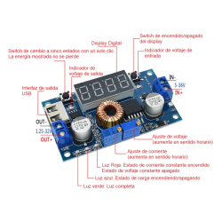 XL4015 MODULO STEP DOWN DC-DC 5A DISPLAY CON PUERTO USB