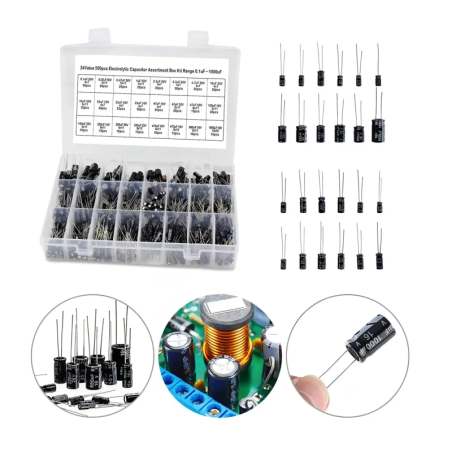 KIT DE CAPACITORES ELECTROLITICOS 510 PIEZAS / 24 VALORES