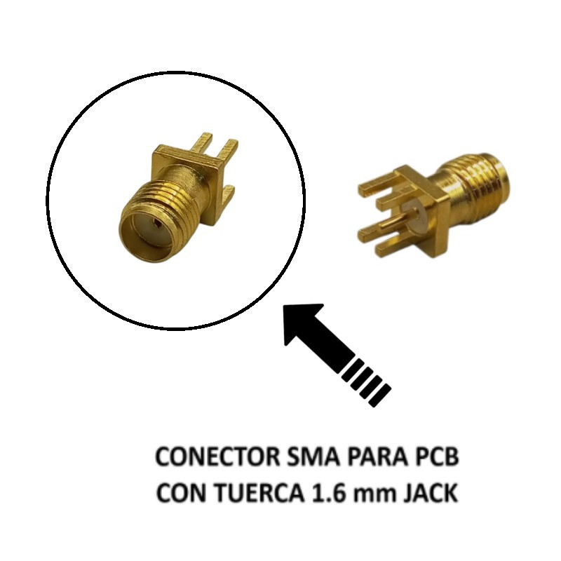 CONECTOR SMA PARA PCB CON TUERCA 1.6 mm