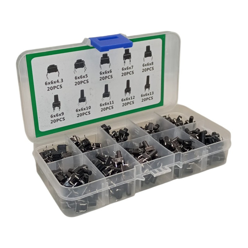 KIT BOTON TACTIL 6X6 MM 200 PIEZAS