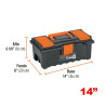 CAJA PLASTICA 14" NEGRA NARANJA CON COMPARTIMIENTOS TRUPER