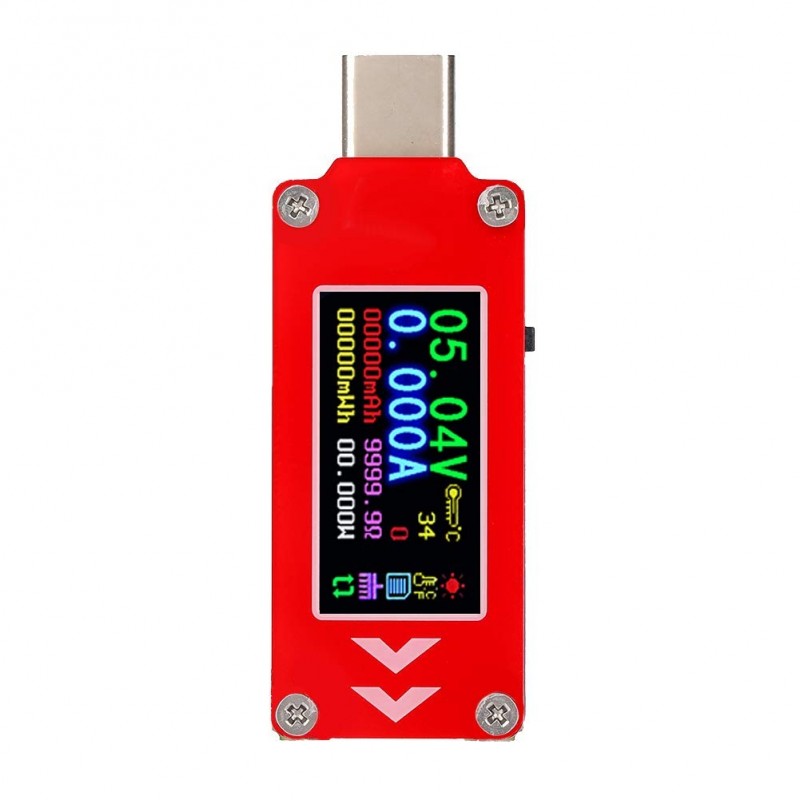 USB Voltimetro Amperimetro type-c tester model TC64  ( ROJA )